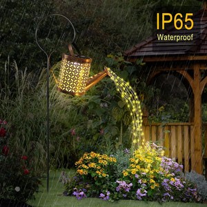 Grande lanterne rétro en métal, arrosoir <span class=keywords><strong>solaire</strong></span> lumineux, lumières de <span class=keywords><strong>douche</strong></span> extérieures étanches, étoiles LED suspendues pour la décoration de jardin - Product Image 1