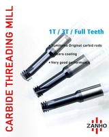 ZANHO Fraise à queue en carbure de tungstène à un ou trois dents, revêtement TiCN, 60HRC, tranchant de coupe aiguisé, pour fraisage de filetage, OEM ODM CNC