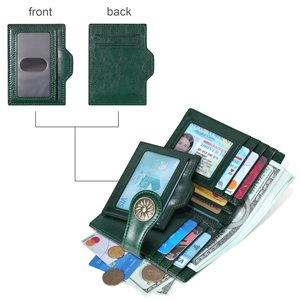 Prix de gros d'usine mignon portefeuille femmes personnalisé en cuir vert <span class=keywords><strong>Ridge</strong></span> portefeuille pour les femmes - Product Image 4