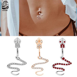 Anillo de ombligo de serpiente de acero inoxidable de estilo europeo americano, piedras preciosas de cristal, joyería Piercing Popular para boda de niños - Product Image 4