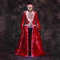 RICHSHINING Costume lumineux à LED RVB taille personnalisée Costume de sceptre de robe du roi pour Halloween Party Stage Performance