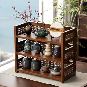 Nuevo estante de almacenamiento/exhibición de escritorio de madera maciza de tres niveles, estilo chino antiguo, multifuncional, moderno y minimalista. - Product Image 2