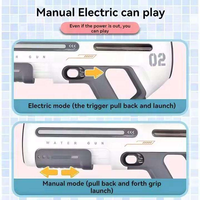 Pistolet à eau électrique automatique avec lumière LED, portée de tir de 12 m, absorption automatique de l'eau, étanche, jouet de tir pour piscine d'été