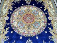 Tapis d'aubusson bleu de Style européen et français, motif Floral, en soie, fait à la main, 6x9, 1 pièce
