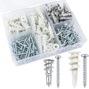 Drywall Anchor Set 200pcs Metric Carbon Steel Hammer Drive Anchors Plastic Plugs For General Industry Use - Product Image 1