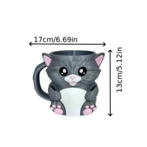 Vaso de Helado Ecológico Portátil con Forma de Gato Impreso en 3D con Cucharas de Helado en Ambos Lados y Cajón Retráctil Trasero - Product Image 2