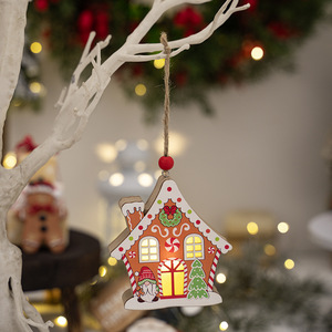 Navidad ciervo <span class=keywords><strong>cabaña</strong></span> colgante de madera pan de jengibre árbol de Navidad decoración con lámpara colgante - Product Image 6
