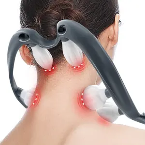 Masajeador de cuello Manual de etiqueta privada personalizada, seis puntos de activación, masajeador de cuello de tejido profundo de mano para aliviar el dolor