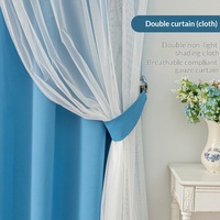 Rideau occultant moderne à œillets 100 % polyester, double couche, tissu transparent, couleur unie, pour chambre à coucher, toutes saisons