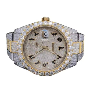 <b>Mens</b> Premium Quartz <b>Stainless</b> <b>Steel</b> Watch with Sparkling Moissanite Diamonds Antique Luxury Design for Daily Business Wear - Product Image 1