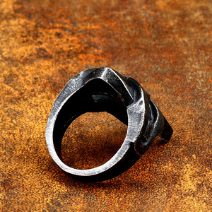 Anello per casco da soldato in acciaio SS8-515R anello da uomo in acciaio inossidabile punk con teschio in argento antico - Product Image 6