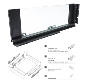 Riel Deslizante para Cajón de Cocina, Diseño Moderno, Caja Metálica Delgada con Doble Pared de Vidrio Resistente, Gran Venta - Product Image 4