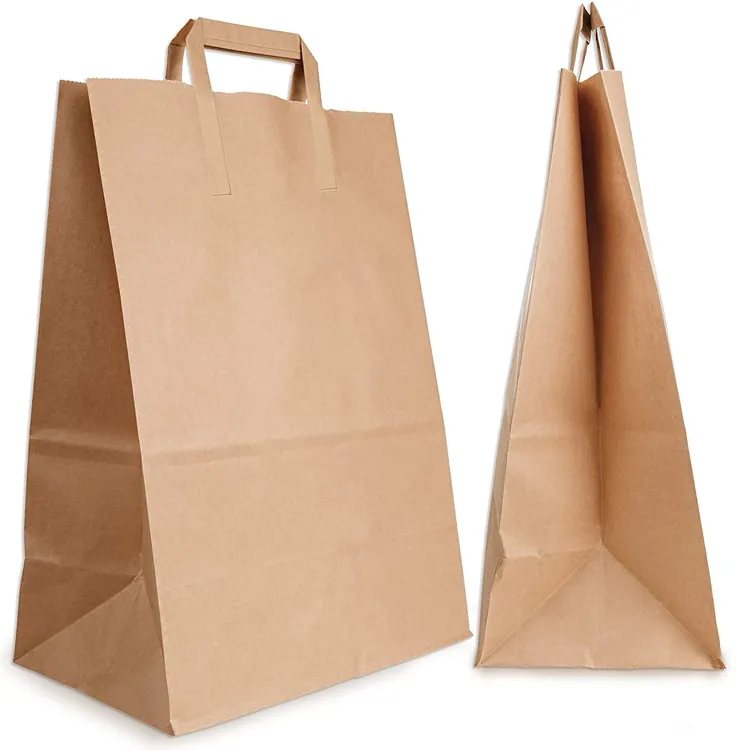 100% 슈퍼마켓을 위한 생물 분해성 기술 식물성 Paperbags 브라운 Kraft 식료품류 종이 봉지