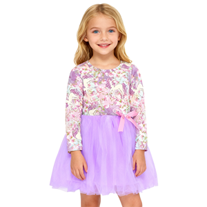 Vestido de Manga Larga para Niña de Yiwu Yiyuan Garment, con Volantes, Diseño de <span class=keywords><strong>Unicornio</strong></span>/Floral, Vestido Evase para Niñas, Uso Diario Informal - Product Image 4