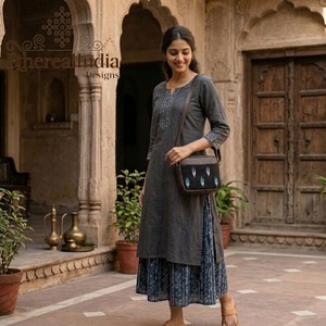 Handmade <b>Black</b> Ikat Crossbody Sling <b>Bag</b> Cotton Ethnic <b>Mini</b> Purse Boho Shoulder <b>Bag</b> - Product Image 1