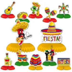 Dekorasi Meksiko fiesta tema karnaval item dekorasi sarang lebah dekorasi meja tarik bendera Kacamata boneka