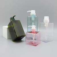 Bouteille de pompe de lotion en plastique personnalisée Petg 250ml 450ml 650ml bouteille de désinfectant pour les mains bouteille carrée