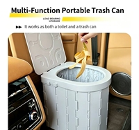 Toilette pliable pour voiture, toilette mobile portable d'extérieur, toilette d'urgence anti-odeur et anti-renversement pour les voyages en voiture