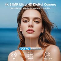 Kamera Digital Kompak Sonida Custom Photography Vlog, Kamera Video HD 4K Profesional 180 °   Kamera Mirrorless Lipat