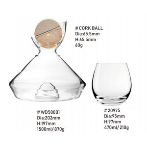 <span class=keywords><strong>Carafe</strong></span> à vin soufflée à la main en verre cristal transparent sans plomb 1500 ML avec <span class=keywords><strong>bouchon</strong></span> en <span class=keywords><strong>liège</strong></span> circulaire - Product Image 6