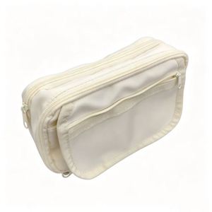 Expandable White Fabric Pencil <b>Bag</b> Zipper Closure Clear Window Adjustable Design High Capacity Storage for <b>School</b> Office - Product Image 5