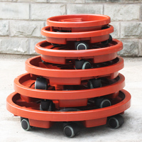 Plateau à fleurs avec base en plastique, support inférieur à roulettes, plateau rond pour l'eau, châssis en résine épaissie avec roulettes universelles, plateau mobile