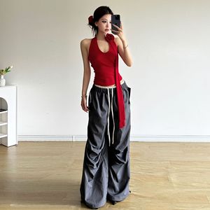 Nouvelle collection été : Ensemble pantalon ample taille haute et débardeur licou couleur unie pour <span class=keywords><strong>femme</strong></span> - Product Image 1