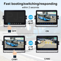 PJAUTO AHD 720P 2.5D Superficie de vidrio 7 pulgadas 3 canales Bus LCD Monitor Cámara Sistema de monitoreo para autobús RV Van