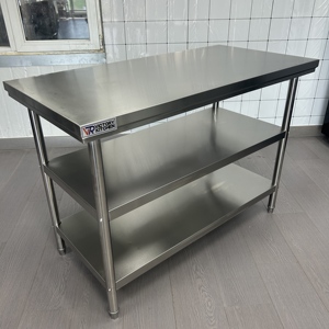 VCT VICTORY KITCHEN Three Layers Workbench (Round Leg Assembly) Polished Finish Food-Grade Powder Coating Commercial Kitchen - Product Image 1