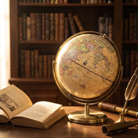 Globe terrestre rotatif antique de 8 pouces en plastique avec support métallique, 720°, décoration de bureau et de maison, certifié CE ROHS