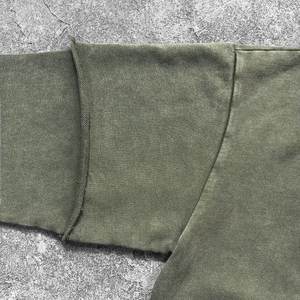 Sudadera con capucha lavada con ácido Vintage Terry bordada personalizada para hombre con <span class=keywords><strong>dobladillo</strong></span> en blanco empalmado <span class=keywords><strong>falso</strong></span> de dos piezas con capucha sólida - Product Image 4