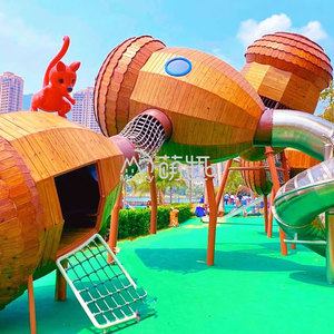 Parque Infantil Moetry Super Squirrel, Estructura de Juego al Aire Libre con Tobogán Alto de Acero Inoxidable para Parques de Atracciones Temáticos - Product Image 5