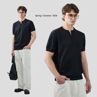 T-shirt décontracté uni en maille de haute qualité pour homme APO, col en V, 290g, doux, respirant, coupe régulière, épaules tombantes