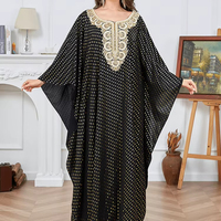 Nueva Túnica Musulmana Europea, Americana y de Oriente Medio, Elegante Vestido Abaya con Encaje y Detalles Bronceados