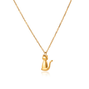 Collier plaqué or en forme d'animal, pendentif chat chien, cadeau pour couple, bijoux tendance, chaîne à breloques, pendentifs thématiques en acier inoxydable 18K - Product Image 5