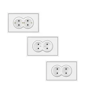 Honyar Franse Type 2 Pin Met Aarding 147Mm X 86Mm Plastic Materiaal Dubbele Franse Wandcontactdoos
