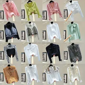 Hot chiffon blouse women's shirt loose lantern sleeve sweet long sleeve shirt blouse wholesale