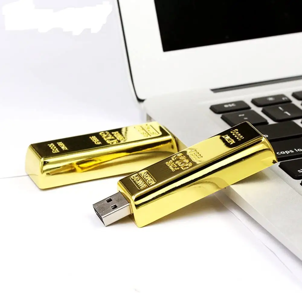 Gitra Chine Vente en gros de lingot d'or Clé USB en métal 64 Mo Clé USB en lingot avec logo d'entreprise 1 Go 2 Go 4 Go 8 Go 16 Go