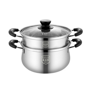 Casserole à double poignée en acier inoxydable 304 avec couvercle, compatible induction, pour soupes et bouillons - Product Image 2