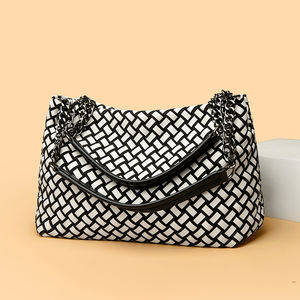 Bolso de Mano Personalizable de Diseño con Patrón Tejido, Bolsos de Hombro de Cuero PU para Mujer, Bolsos Modernos - Product Image 5