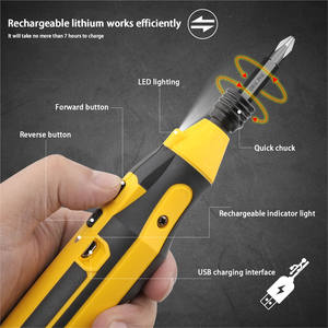 Destornillador eléctrico 4V <span class=keywords><strong>USB</strong></span> recargable hogar inalámbrico reversible pequeño juego de destornilladores eléctricos Juego de puntas de destornillador - Product Image 4