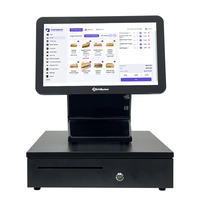 Terminal de point de vente à écran tactile capacitif 15,6'' avec affichage secondaire LED/VFD en option, 4 Go de RAM, 64 Go de SSD, garantie 1 an