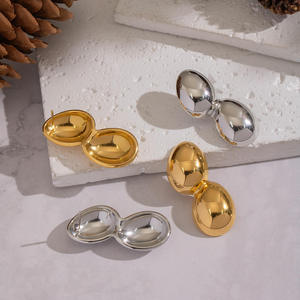 Pendientes de Bola Doble de Oro de Lujo para Mujer, Joyería a la Moda, Resistente al Agua, Sin Deslustre, Chapados en Oro de 18K, Antialérgicos - Product Image 1