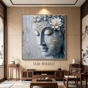 Impression sur toile <span class=keywords><strong>Zen</strong></span> Bouddha Lotus bleu argenté, décoration spirituelle encadrée <span class=keywords><strong>pour</strong></span> studio de yoga et <span class=keywords><strong>chambre</strong></span> <span class=keywords><strong>à</strong></span> <span class=keywords><strong>coucher</strong></span> - Product Image 2