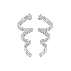 Orecchini in Oro Bianco con Diamanti, Gioielli di Lusso per Donna, Taglio Brillante Rotondo, Diamanti Naturali, Gioielli per Feste, Gioielleria Fine 18K - Product Image 1