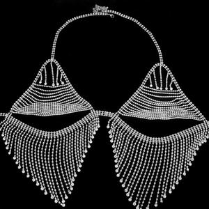 Conjunto de Dos Piezas de Ropa de Fiesta para Mujer 2023, Top Corto Sexy con Pedrería, Cuello Halter, Sin Mangas, Falda Mini con Cadena - Product Image 5