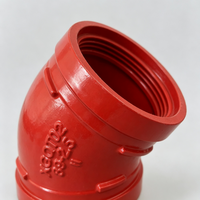 Coude rainuré à 45 degrés pour systèmes de protection incendie en fonte ductile, installation rapide