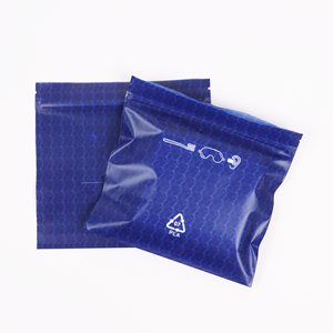 Eco-friendly Customized Blue Biodegradable PLA Zipper Lock Bags Earphone Snacks for Airlines Packaging Bags
