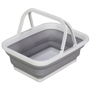 Folding <b>Plastic</b> <b>Storage</b> Basket 39x28.5cm Multi-Function Kitchen Dish Drainer Grey <b>Drawer</b> Baskets - Product Image 2