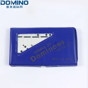 Haute Qualité Usine Prix Dominos Double Six Ivoire Domino Blocs Point Noir Doré Spinner Dominos Avec Boîtier EN PVC